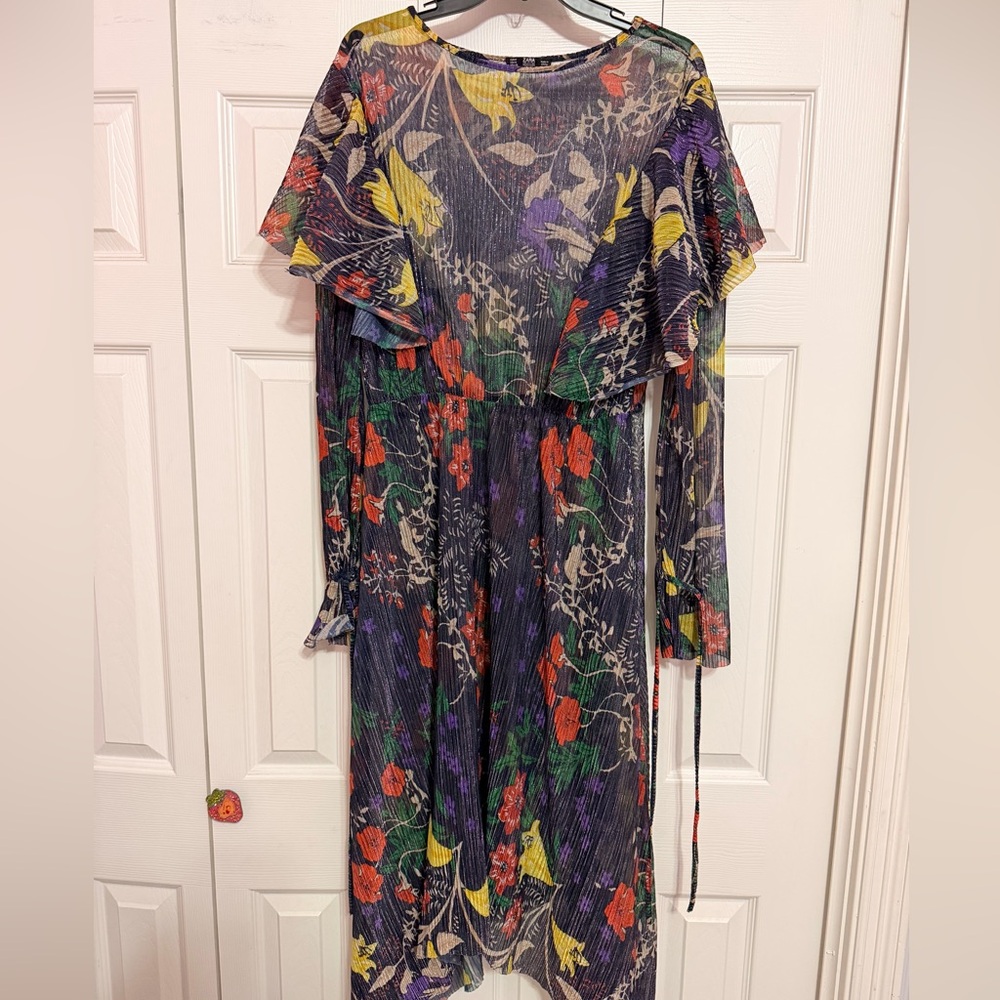 Zara Multicolor Floral Long Sleeve Dress